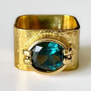 SOLD***Modernist 18k 1.5 ct Aquamarine Ring 12g
